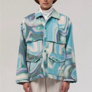 Martin Across jacket; blue/green tie dye; never worn, tags still on